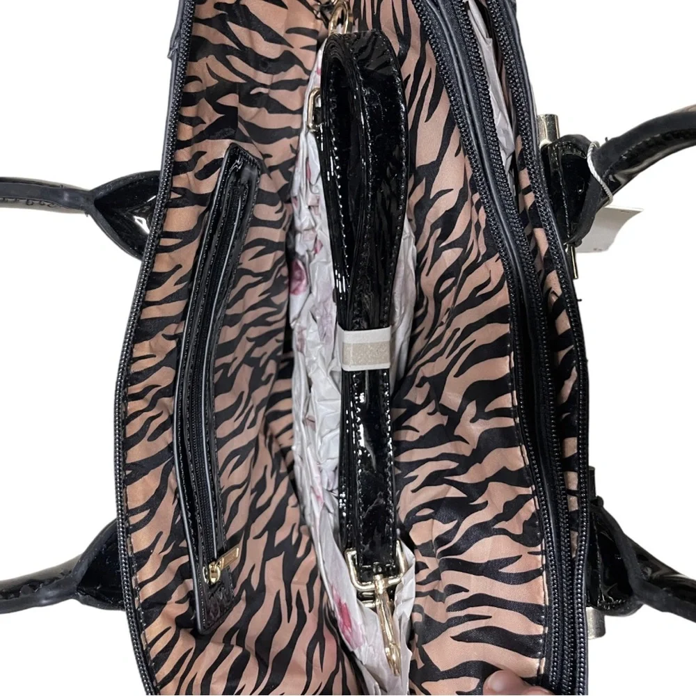 Le Miel Zebra Top Handle Handbag Crossbody Convertible Purse - Picture 8 of 10